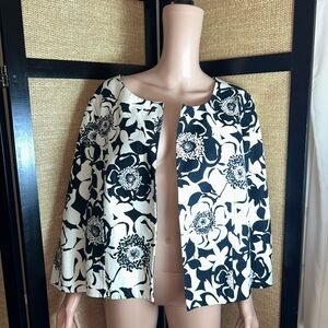 Merona Black and Cream Floral Jacket